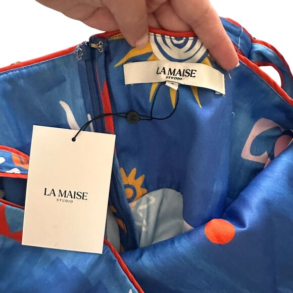 LA MAISE STUDIO Ria Satin Resort Maxi Dress NWT Small - Picture 6 of 6